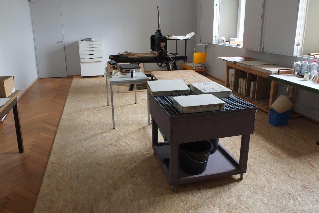 Werkstatt mit Druckerpresse
